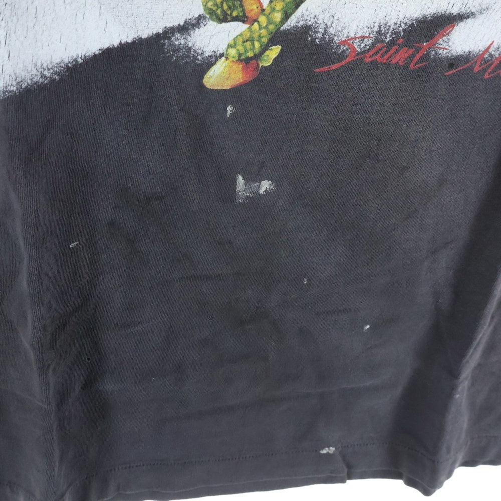 SAINT MICHAEL(セントマイケル) 25SS S/S T-SHIRT DAMAGED 両面プリント 半袖Tシャツ カットソー ブラック SM-HR-0000-017