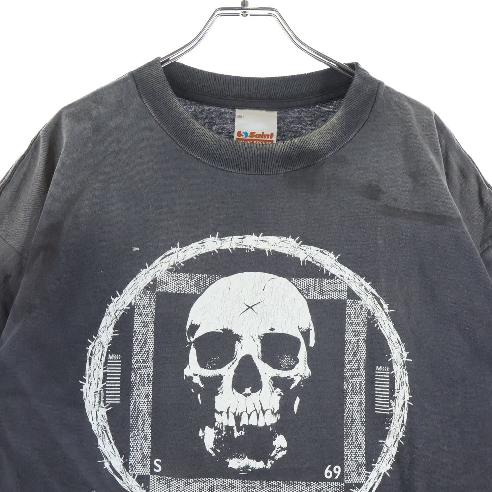 SAINT MICHAEL(セントマイケル) 25AW × Kosuke Kawamura S/S T-SHIRT PERVERSION 両面プリント 半袖Tシャツ カットソー ブラック SM-HR1-0000-C16