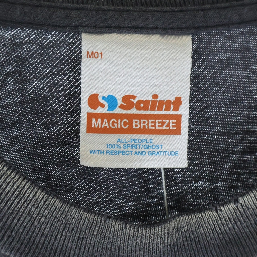 SAINT MICHAEL(セントマイケル) 25AW × Kosuke Kawamura S/S T-SHIRT PERVERSION 両面プリント 半袖Tシャツ カットソー ブラック SM-HR1-0000-C16