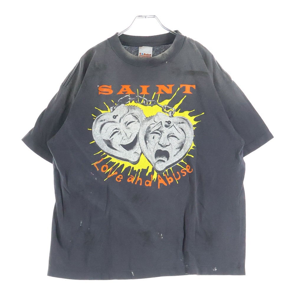 SAINT MICHAEL(セントマイケル) 25AW S/S T-SHIRT SAINT MASK 両面プリント 半袖Tシャツ カットソー ブラック SM-HR1-0000-010