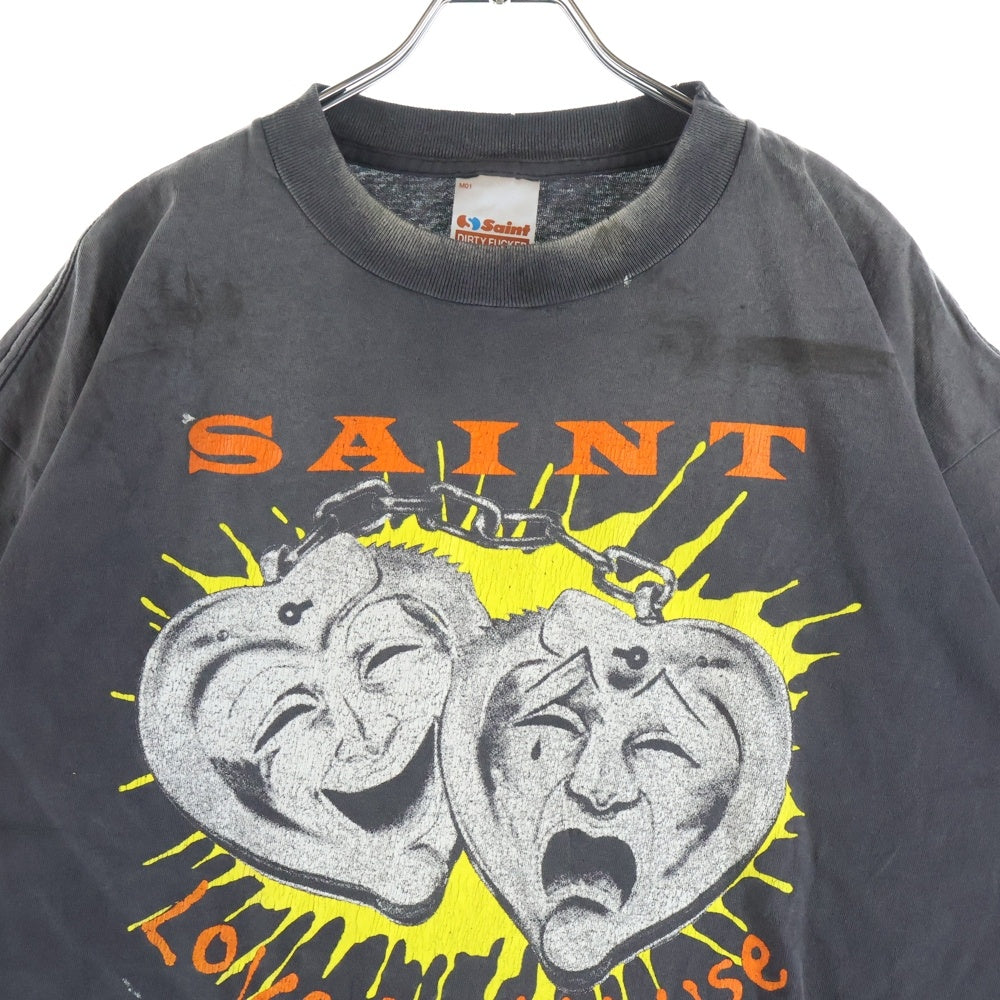 SAINT MICHAEL(セントマイケル) 25AW S/S T-SHIRT SAINT MASK 両面プリント 半袖Tシャツ カットソー ブラック SM-HR1-0000-010