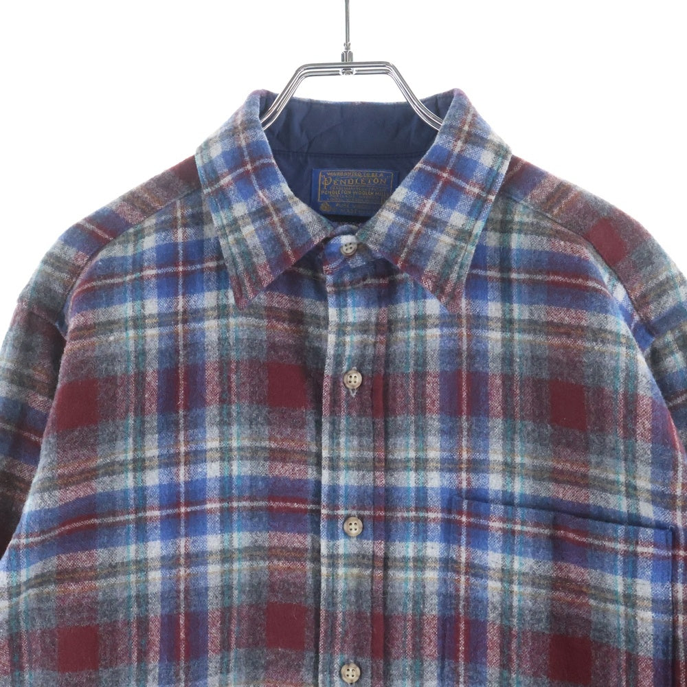 PENDLETON(ペンドルトン) 70S VINTAGE WOOL CHECK L/S SHIRT ウール チェック 長袖 シャツ レッド/ブルー/グレー