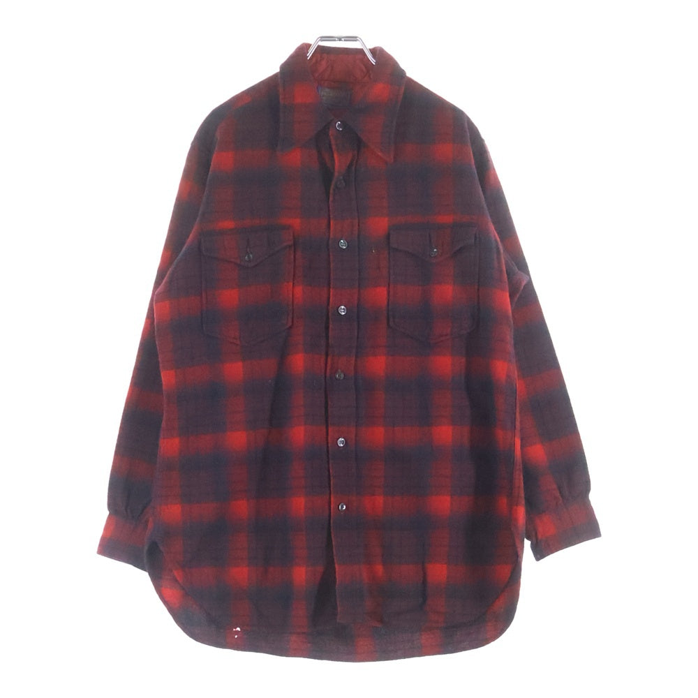 ペンドルトン ウールシャツ USA製 70s チェック柄 ブラウン レッド系 S PENDLETON(ペンドルトン) 70S VINTAGE WOOL CHECK L/S SHIRT ウール