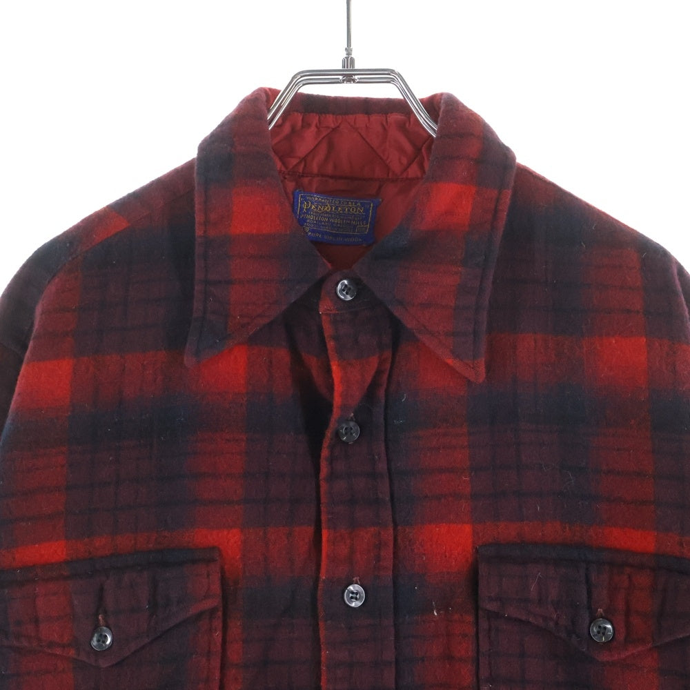 PENDLETON(ペンドルトン) 70S VINTAGE WOOL CHECK L/S SHIRT ウール チェック 長袖 シャツ レッド/ブラック