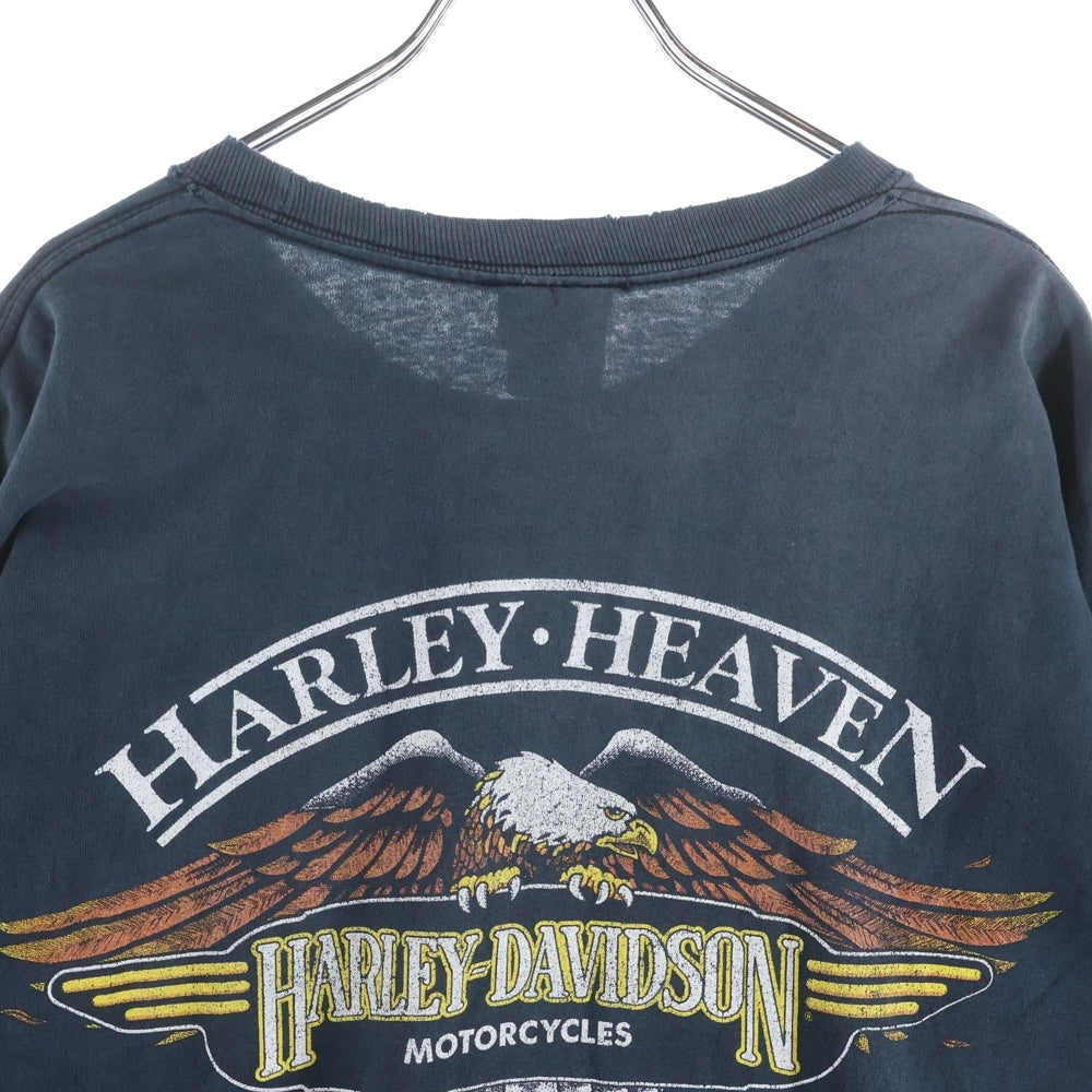 HARLEY DAVIDSON(ハーレーダビッドソン) BAR & SHIELD FLAME ADELAIDE AUSTRALIA L/S バーアンドシールド 袖フレーム 長袖 カットソー ブラック/オレンジ 1800 252 620
