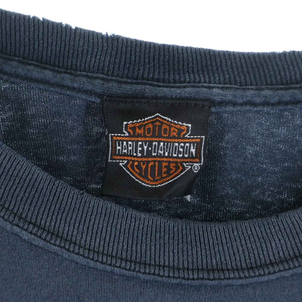 HARLEY DAVIDSON(ハーレーダビッドソン) BAR & SHIELD FLAME ADELAIDE AUSTRALIA L/S バーアンドシールド 袖フレーム 長袖 カットソー ブラック/オレンジ 1800 252 620