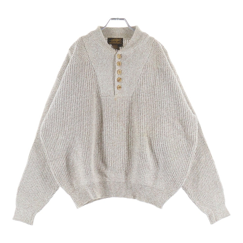 Eddie Bauer(エディバウワー) 80-90s ヘンリーネック ハーフボタン 長袖ニットセーター アイボリー