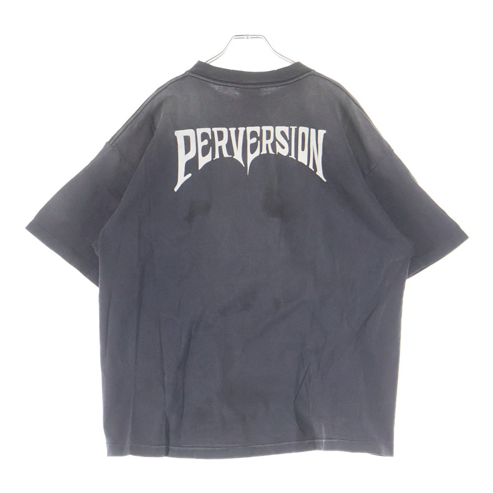 SAINT MICHAEL(セントマイケル) 25AW × Kosuke Kawamura S/S T-SHIRT PERVERSION 両面プリント 半袖Tシャツ カットソー ブラック SM-HR1-0000-C16
