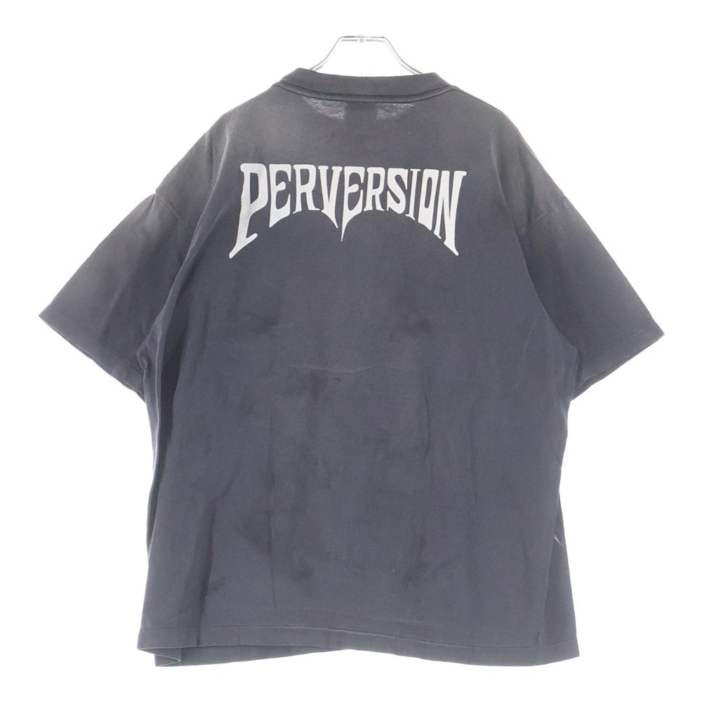 SAINT MICHAEL(セントマイケル) 25AW × Kosuke Kawamura S/S T-SHIRT PERVERSION 両面プリント 半袖Tシャツ カットソー ブラック SM-HR1-0000-C16