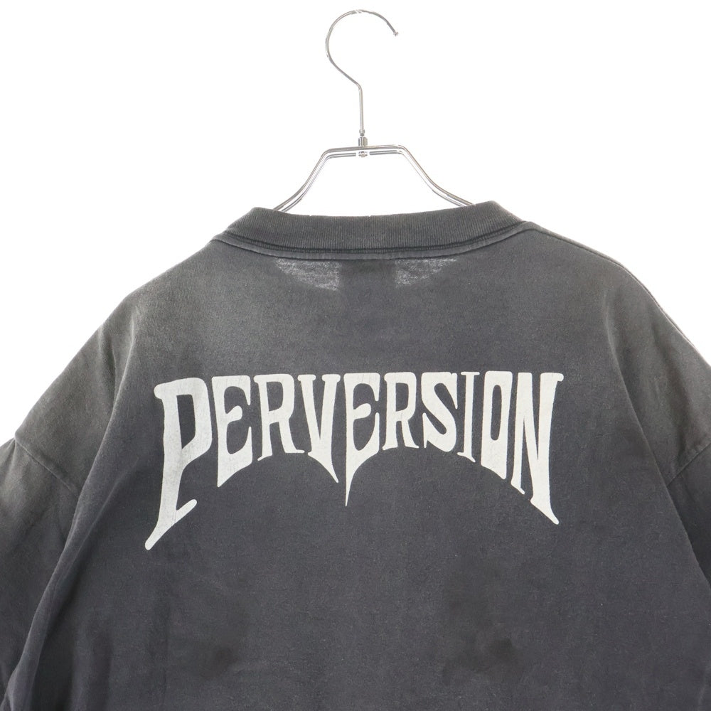 SAINT MICHAEL(セントマイケル) 25AW × Kosuke Kawamura S/S T-SHIRT PERVERSION 両面プリント 半袖Tシャツ カットソー ブラック SM-HR1-0000-C16