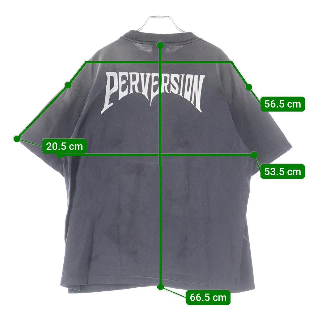SAINT MICHAEL(セントマイケル) 25AW × Kosuke Kawamura S/S T-SHIRT PERVERSION 両面プリント 半袖Tシャツ カットソー ブラック SM-HR1-0000-C16