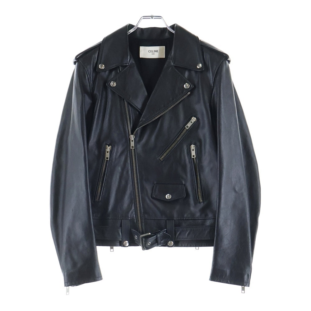 CELINE(セリーヌ) CELINE by Hedi Slimane クラシックバイカー カーフスキン ダブル レザーライダースジャケット 2E158599E ブラック