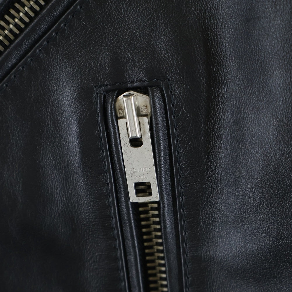 CELINE(セリーヌ) CELINE by Hedi Slimane クラシックバイカー カーフスキン ダブル レザーライダースジャケット 2E158599E ブラック