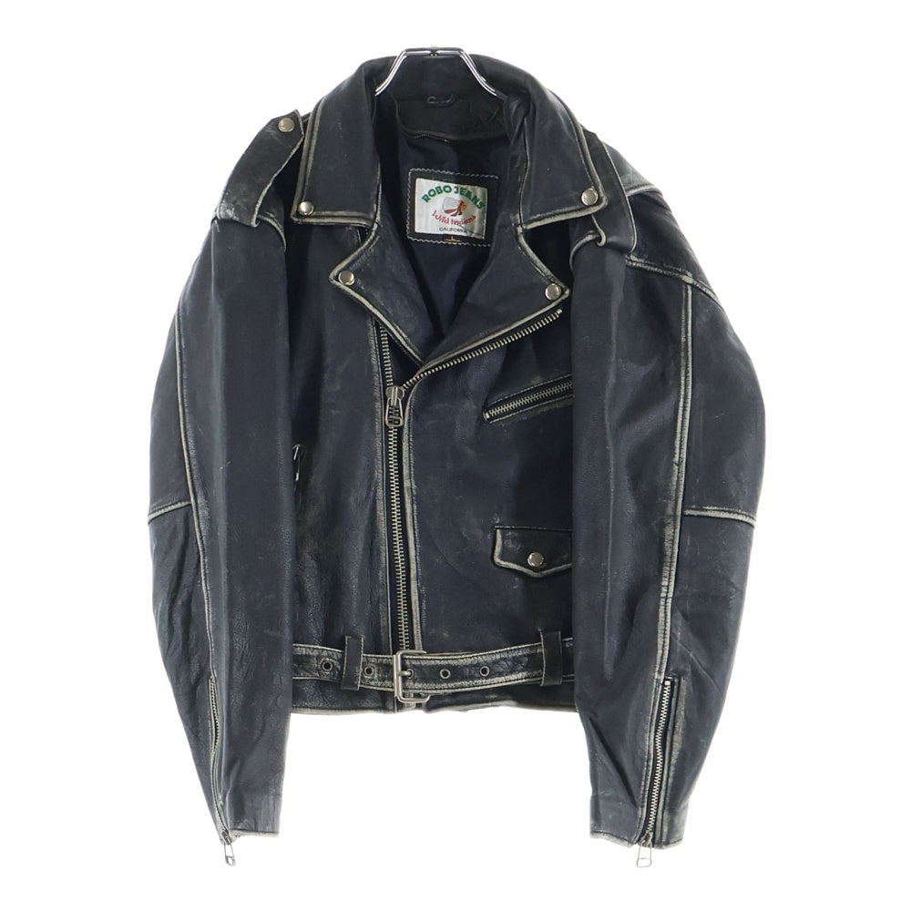 VINTAGE(ヴィンテージ) 80-90S ROBO JEANS ロボジーンズ COW LEATHER DOUBLE RAIDERS JACKET 牛革 レザー ダブル ライダース ジャケット ブラック 71103