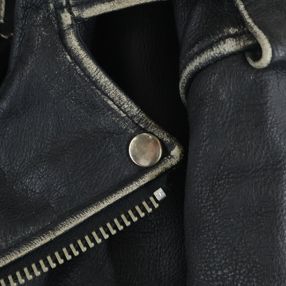 VINTAGE(ヴィンテージ) 80-90S ROBO JEANS ロボジーンズ COW LEATHER DOUBLE RAIDERS JACKET 牛革 レザー ダブル ライダース ジャケット ブラック 71103