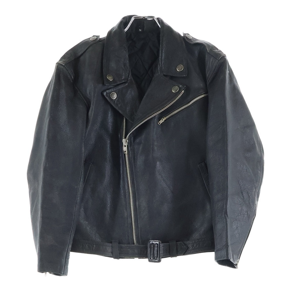 VINTAGE(ヴィンテージ) 80-90S DOUBLE LETHER JACKET 斜めジップ 変形 ダブル ライダース レザー ジャケット ブラック