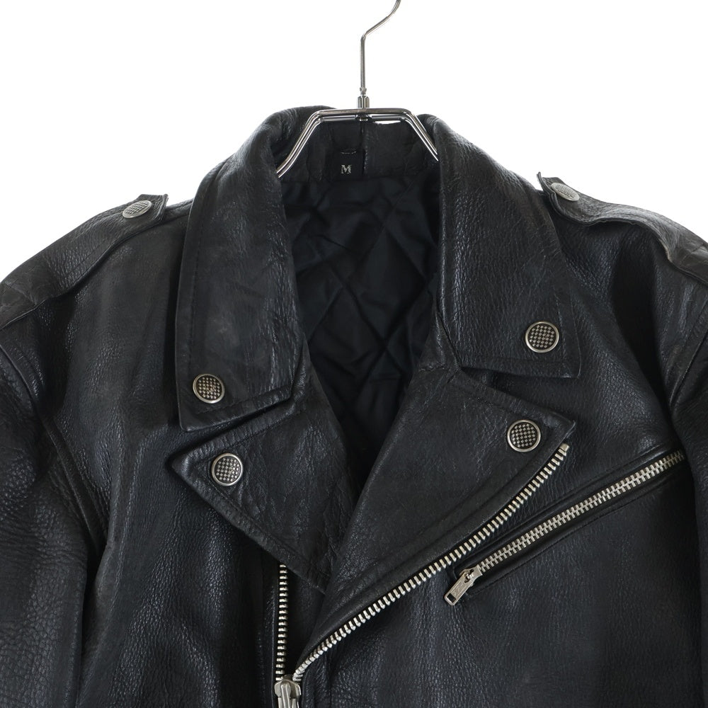 VINTAGE(ヴィンテージ) 80-90S DOUBLE LETHER JACKET 斜めジップ 変形 ダブル ライダース レザー ジャケット ブラック