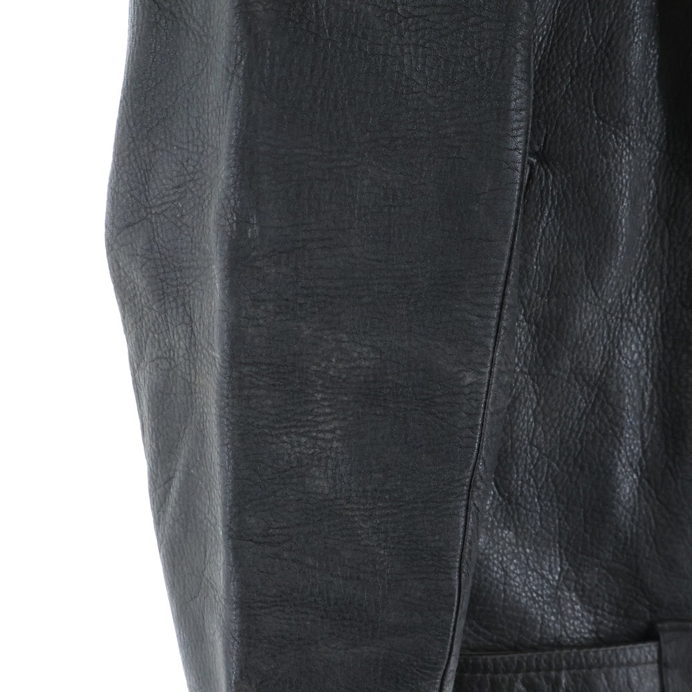 VINTAGE(ヴィンテージ) 80-90S DOUBLE LETHER JACKET 斜めジップ 変形 ダブル ライダース レザー ジャケット ブラック
