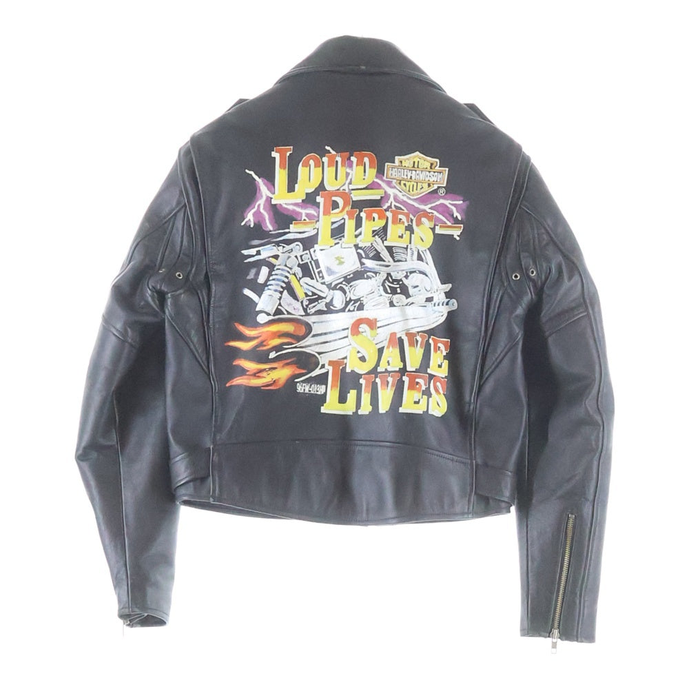 HARLEY DAVIDSON(ハーレーダビッドソン) LOUD PIPES SAVE LIVES DOUBLE RIDERS LETHER JACKET ダブル ライダース 牛革 レザー ジャケット ブラック 40180