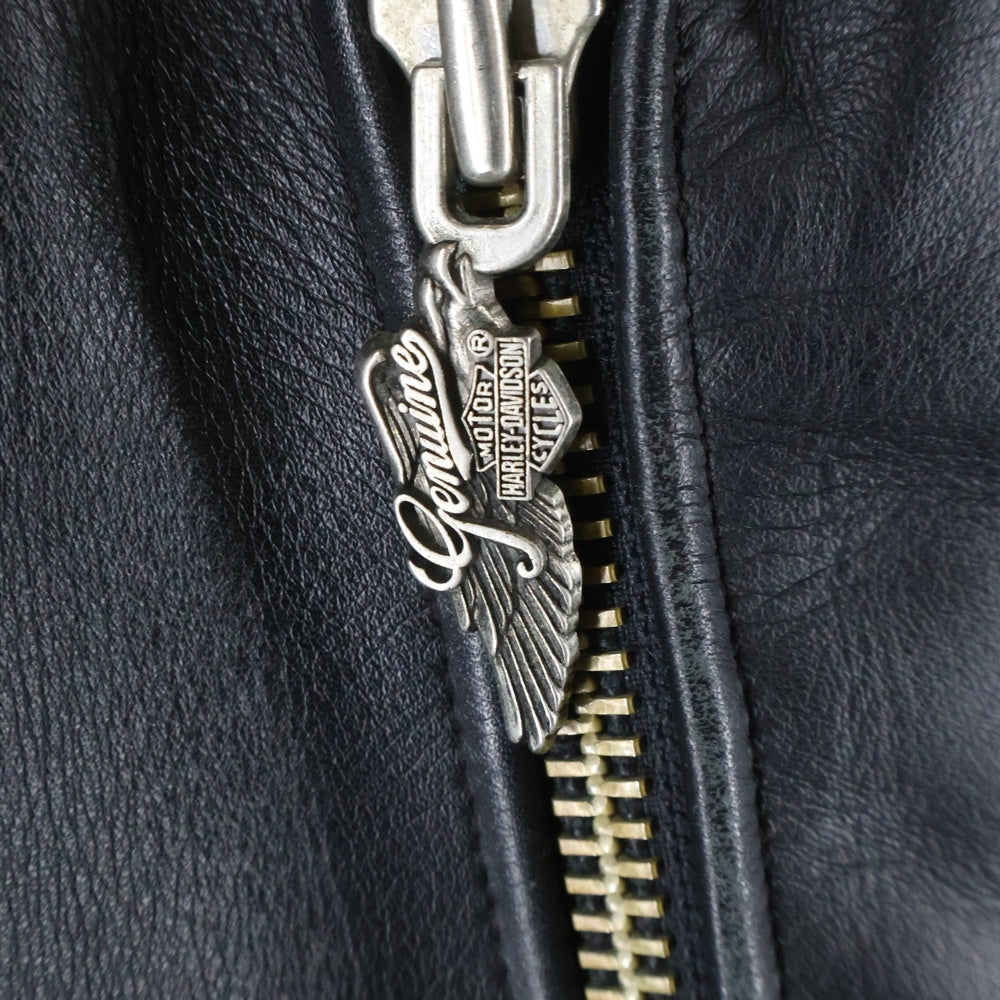 HARLEY DAVIDSON(ハーレーダビッドソン) LOUD PIPES SAVE LIVES DOUBLE RIDERS LETHER JACKET ダブル ライダース 牛革 レザー ジャケット ブラック 40180