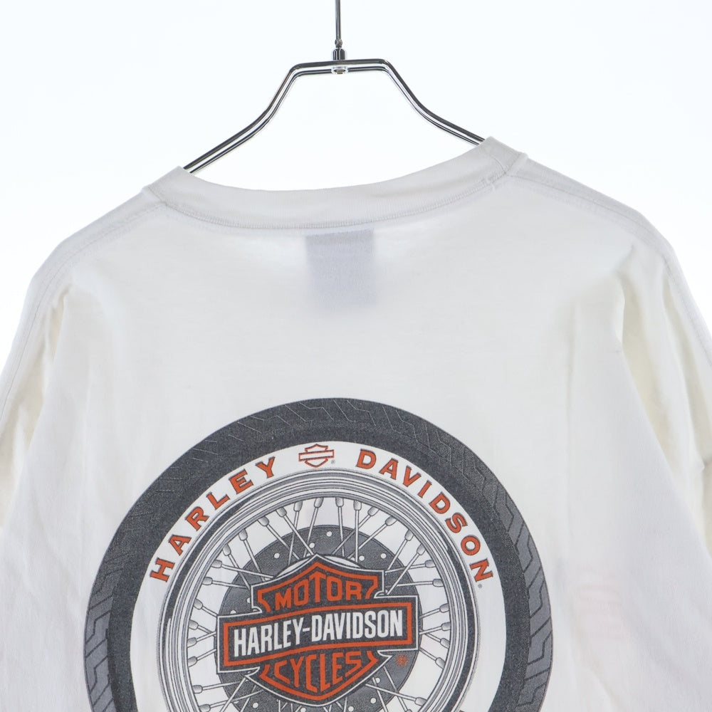 HARLEY DAVIDSON(ハーレーダビッドソン) 00s FLORIDA L/S 袖プリント クルーネック長袖カットソー Tシャツ ホワイト