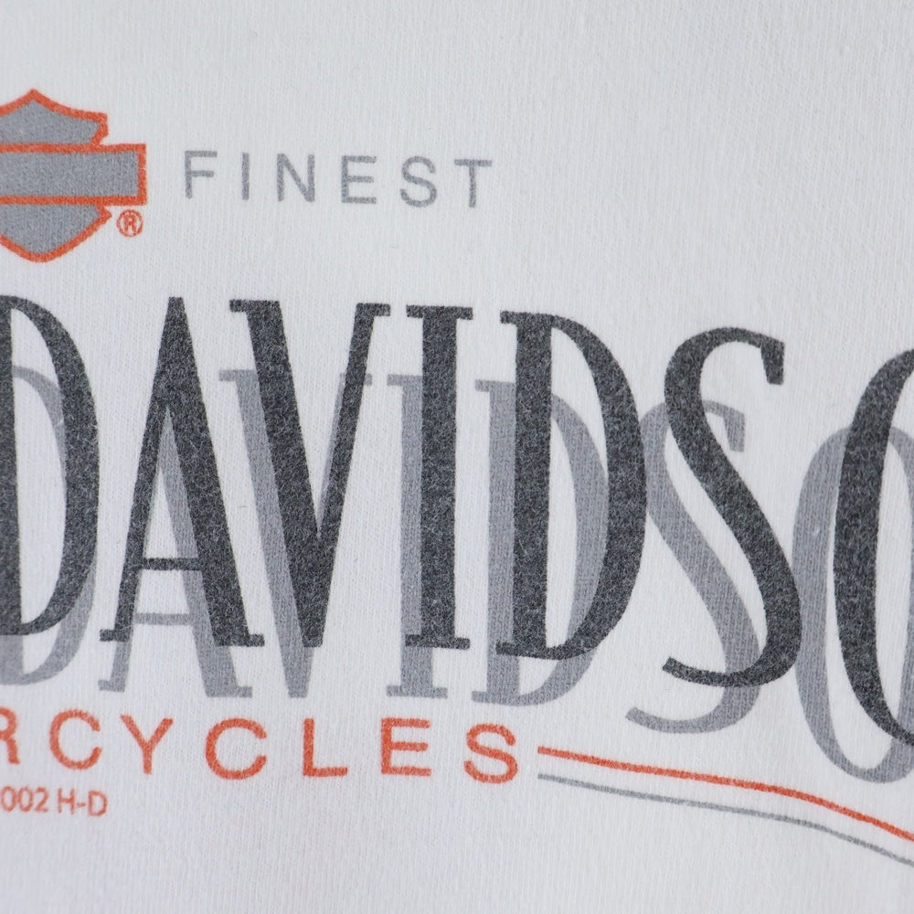 HARLEY DAVIDSON(ハーレーダビッドソン) 00s FLORIDA L/S 袖プリント クルーネック長袖カットソー Tシャツ ホワイト