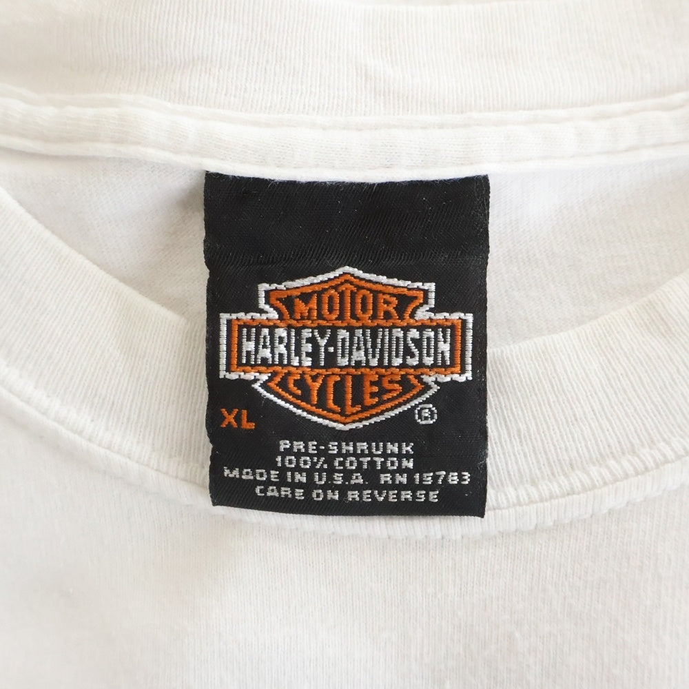 HARLEY DAVIDSON(ハーレーダビッドソン) 00s FLORIDA L/S 袖プリント クルーネック長袖カットソー Tシャツ ホワイト