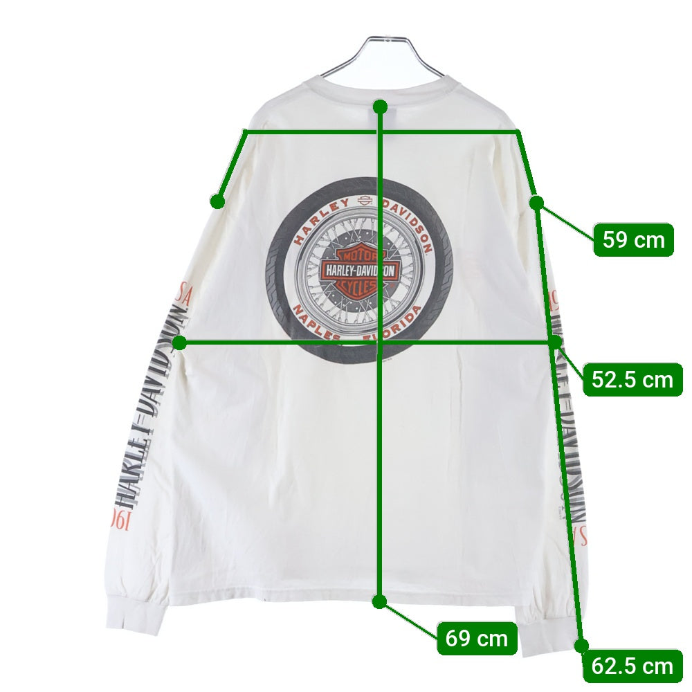 HARLEY DAVIDSON(ハーレーダビッドソン) 00s FLORIDA L/S 袖プリント クルーネック長袖カットソー Tシャツ ホワイト