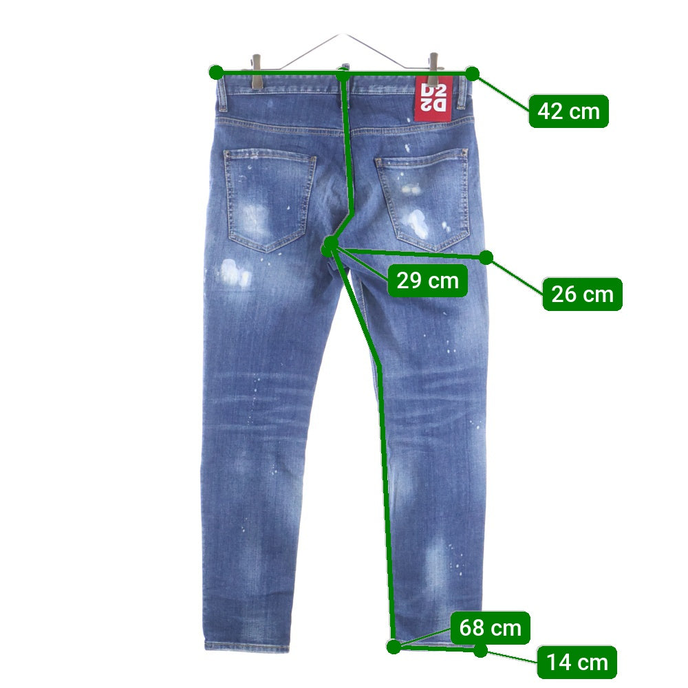 DSQUARED2(ディースクエアード) 20AW DAMAGED SKINNY DENIM PANTS ダメージ加工 スキニー デニムパンツ インディゴ 01PR/2020/2316/1