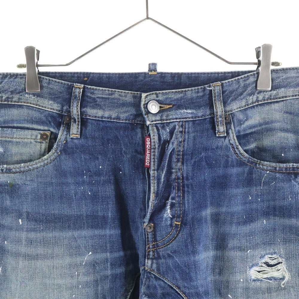 DSQUARED2(ディースクエアード) 16AW DAMAGED SKINNY DENIM PANTS ダメージ加工 スキニー デニムパンツ インディゴ 01PR/2016/65
