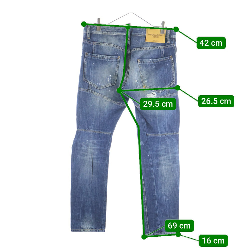 DSQUARED2(ディースクエアード) 16AW DAMAGED SKINNY DENIM PANTS ダメージ加工 スキニー デニムパンツ インディゴ 01PR/2016/65