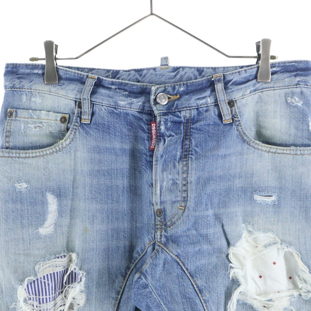 DSQUARED2(ディースクエアード) 16AW DAMAGED SKINNY DENIM PANTS ダメージ加工 スキニー デニムパンツ インディゴ 01PR/2016/1726