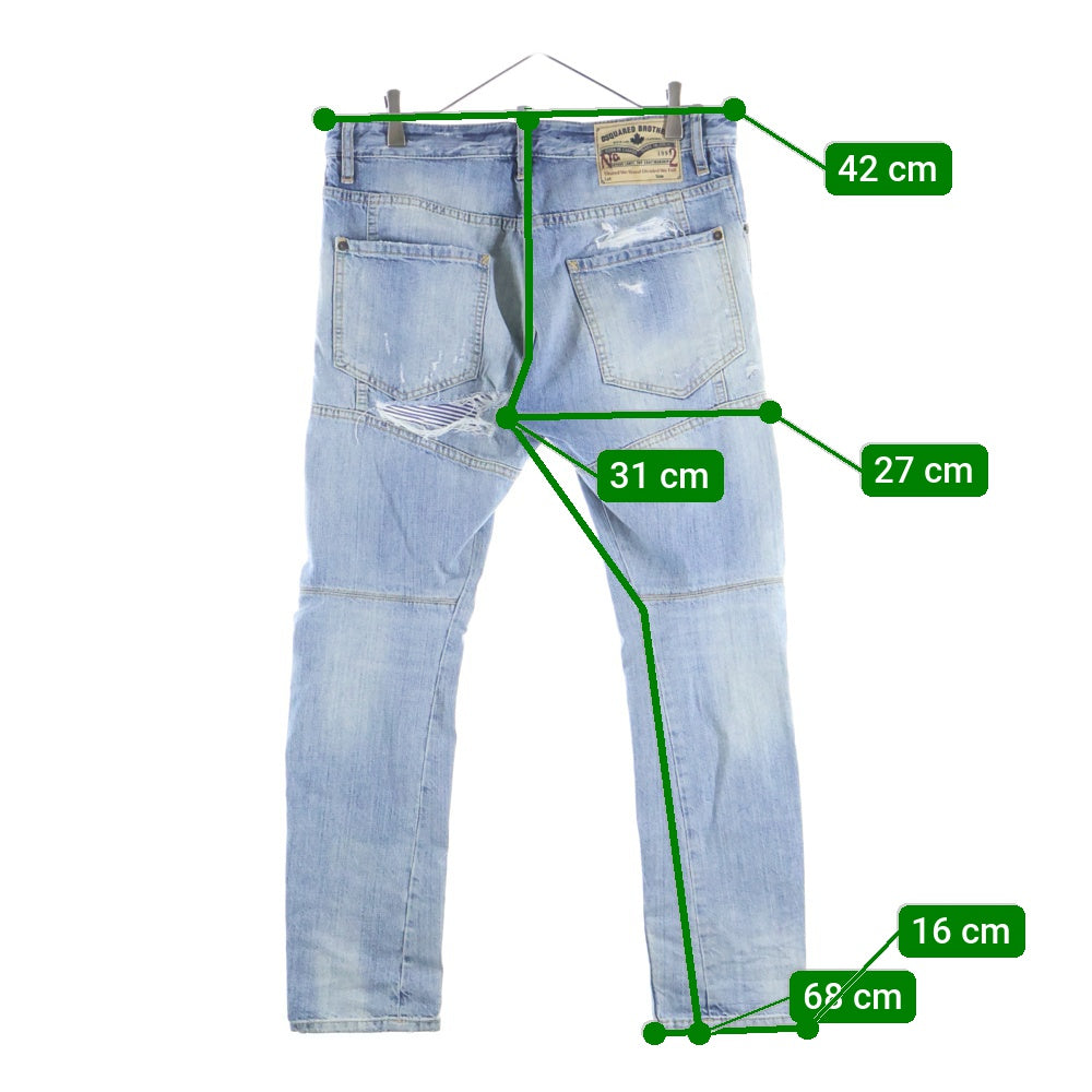 DSQUARED2(ディースクエアード) 16AW DAMAGED SKINNY DENIM PANTS ダメージ加工 スキニー デニムパンツ インディゴ 01PR/2016/1726