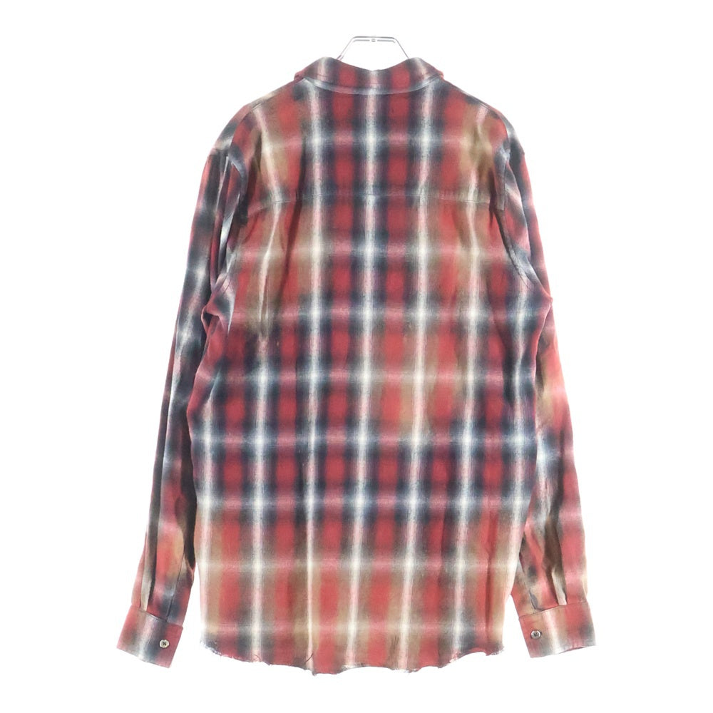 AMIRI(アミリ) RAYON COTTON OMBRE L/S CHECK SHIRT USA製 レーヨン コットン オンブレ 長袖 チェックシャツ レッド/ブラック/ホワイト