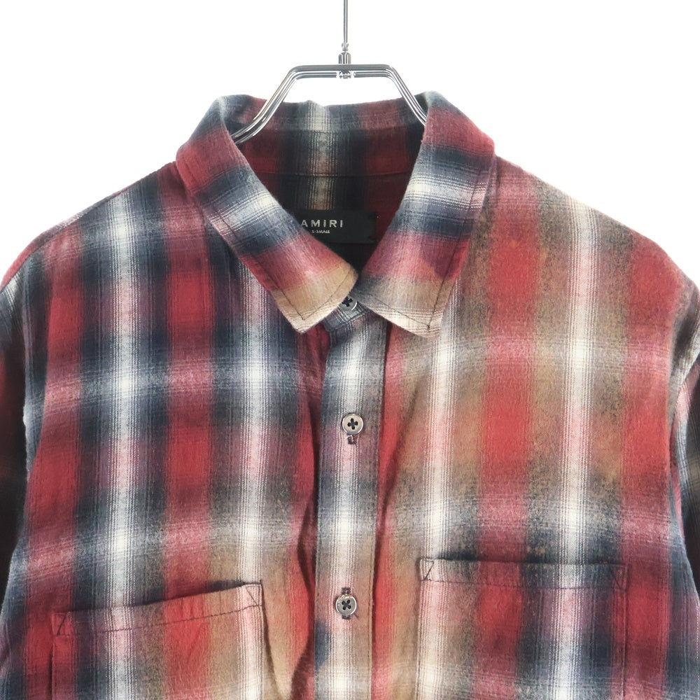 AMIRI(アミリ) RAYON COTTON OMBRE L/S CHECK SHIRT USA製 レーヨン コットン オンブレ 長袖 チェックシャツ レッド/ブラック/ホワイト