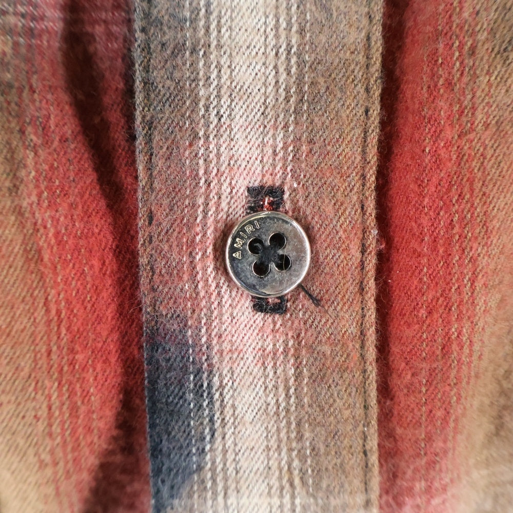 AMIRI(アミリ) RAYON COTTON OMBRE L/S CHECK SHIRT USA製 レーヨン コットン オンブレ 長袖 チェックシャツ レッド/ブラック/ホワイト