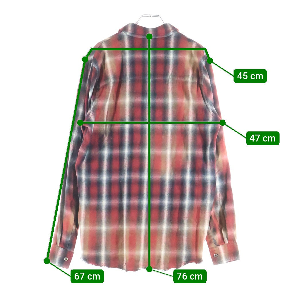 AMIRI(アミリ) RAYON COTTON OMBRE L/S CHECK SHIRT USA製 レーヨン コットン オンブレ 長袖 チェックシャツ レッド/ブラック/ホワイト