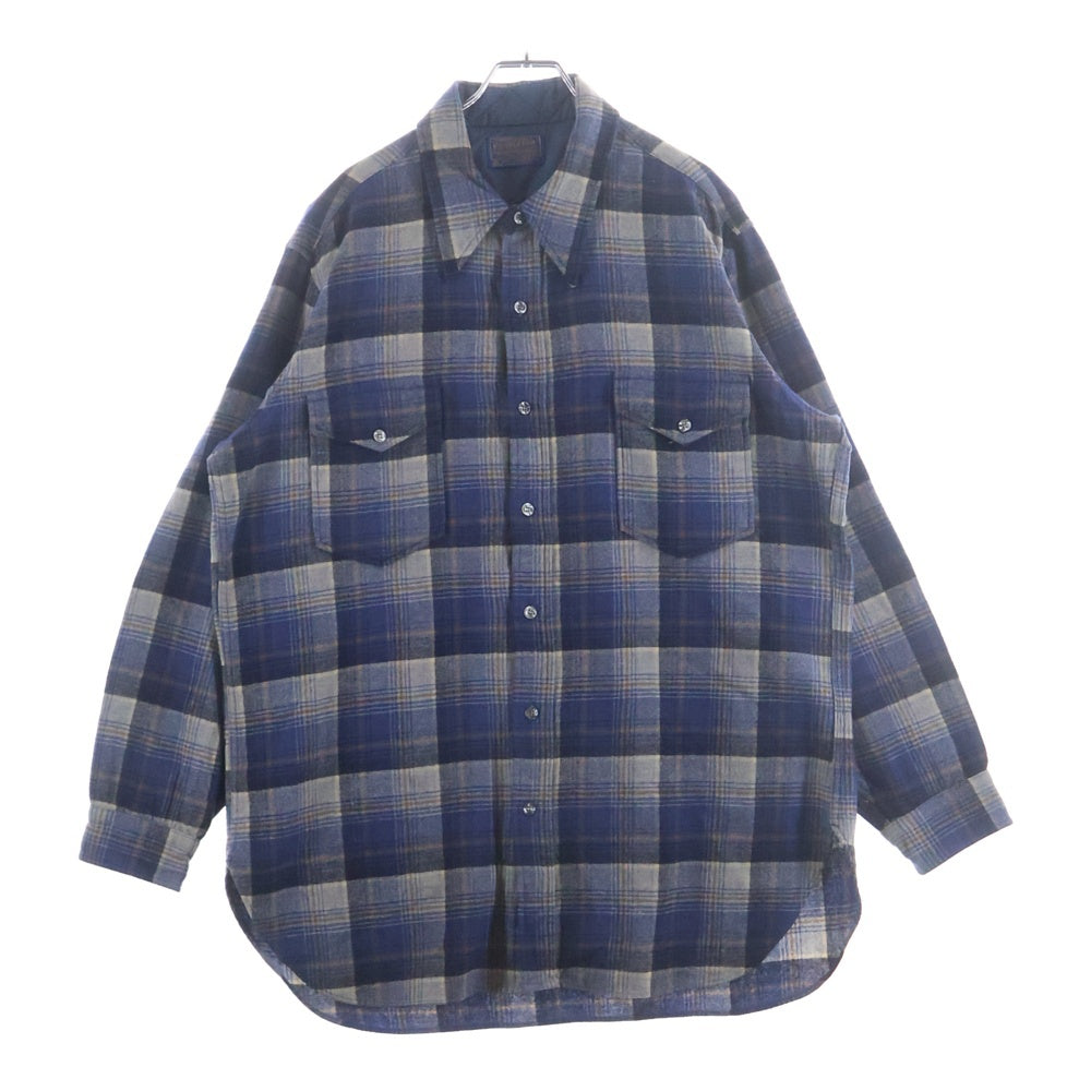 PENDLETON(ペンドルトン) 70S CHECK L/S WOOL BOARD SHIRT USA製 チェック 長袖 ウール ボード シャツ ネイビー/ベージュ/オレンジ