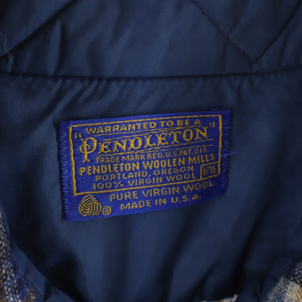 PENDLETON(ペンドルトン) 70S CHECK L/S WOOL BOARD SHIRT USA製 チェック 長袖 ウール ボード シャツ ネイビー/ベージュ/オレンジ