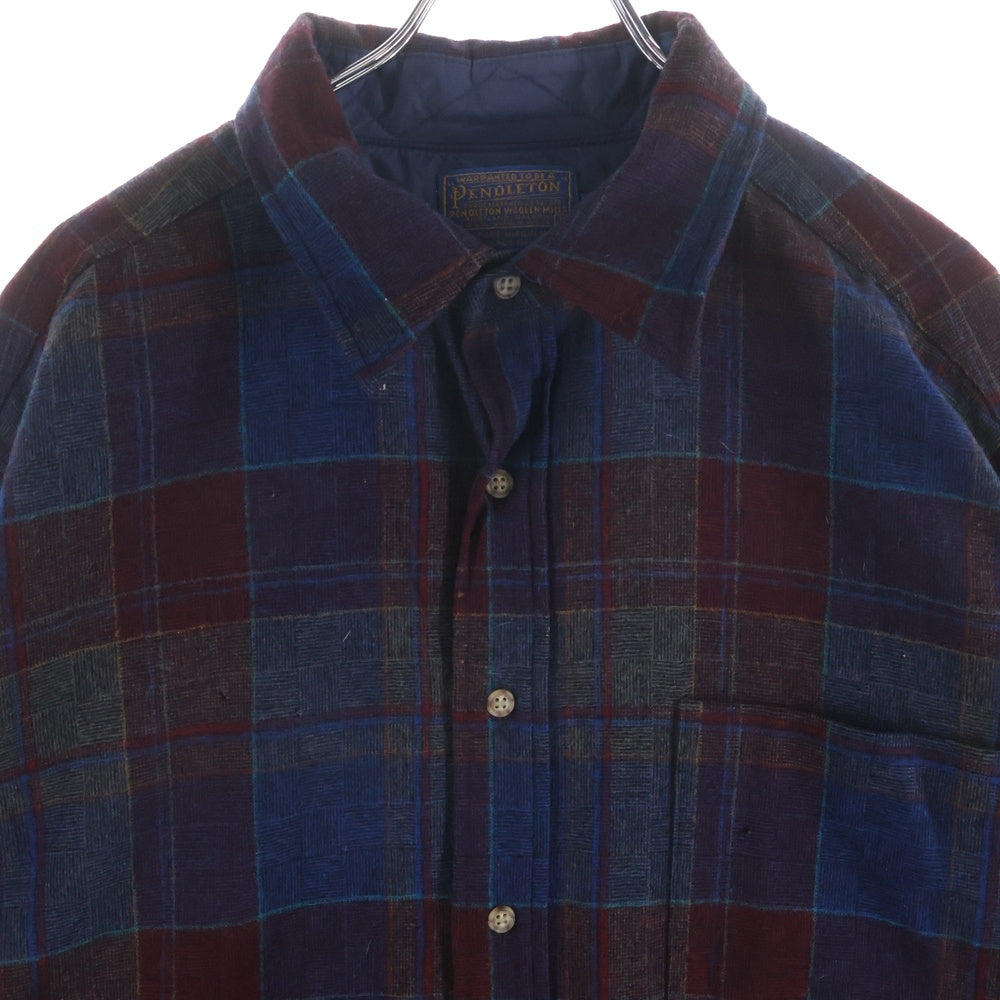 PENDLETON(ペンドルトン) 70S CHECK L/S WOOL BOARD SHIRT USA製 チェック 長袖 ウール ボード シャツ ネイビー/レッド/マルチカラー