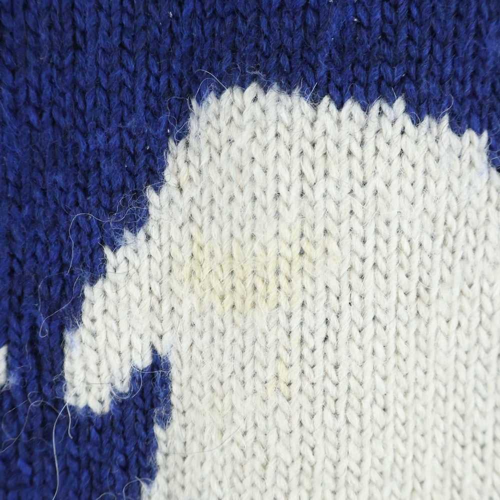 HYSTERIC GLAMOUR(ヒステリックグラマー) ギターガール 大判デザイン クルーネック長袖ニット ブルー 02193NS10