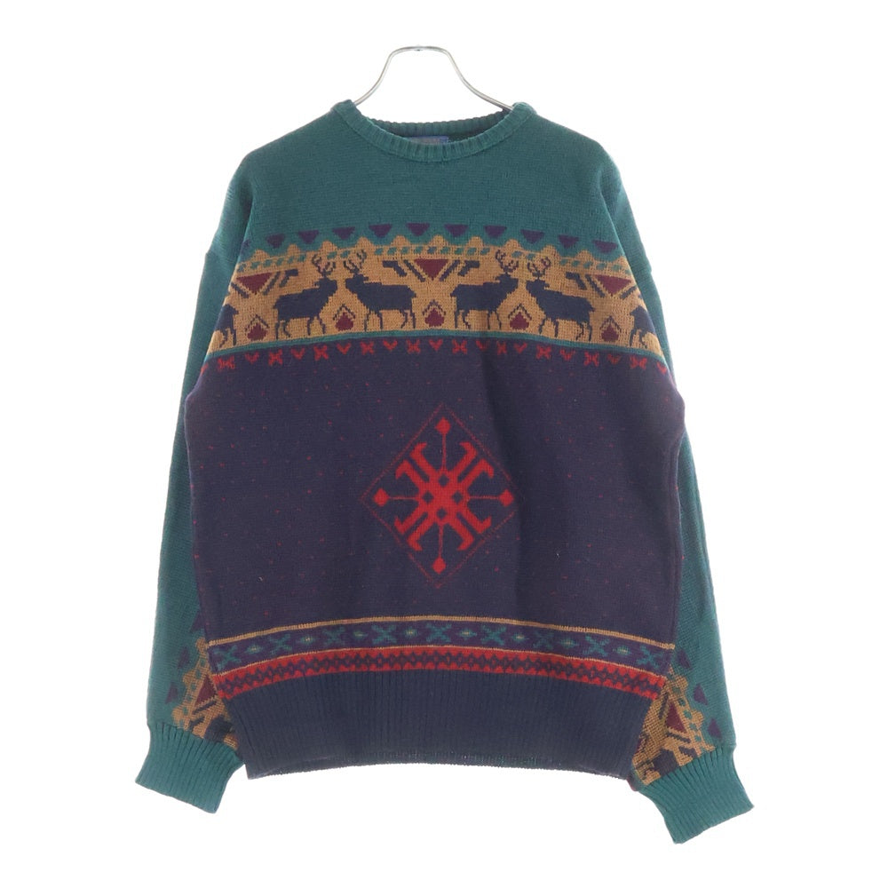 PENDLETON(ペンドルトン) 70-80s VINTAGE USA製 ネイティブ柄 クルーネック長袖ニットセーター マルチカラー