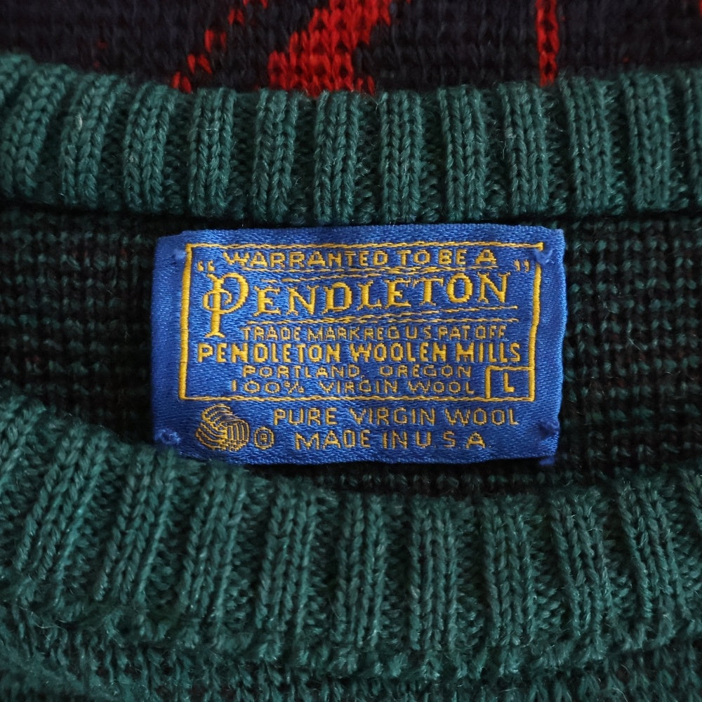 PENDLETON(ペンドルトン) 70-80s VINTAGE USA製 ネイティブ柄 クルーネック長袖ニットセーター マルチカラー