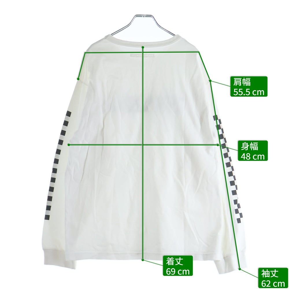 GOD SELECTION XXX(ゴッドセレクショントリプルエックス) CECKER LOGO L/S TEE チェッカーロゴ 袖プリント 長袖Tシャツ ホワイト