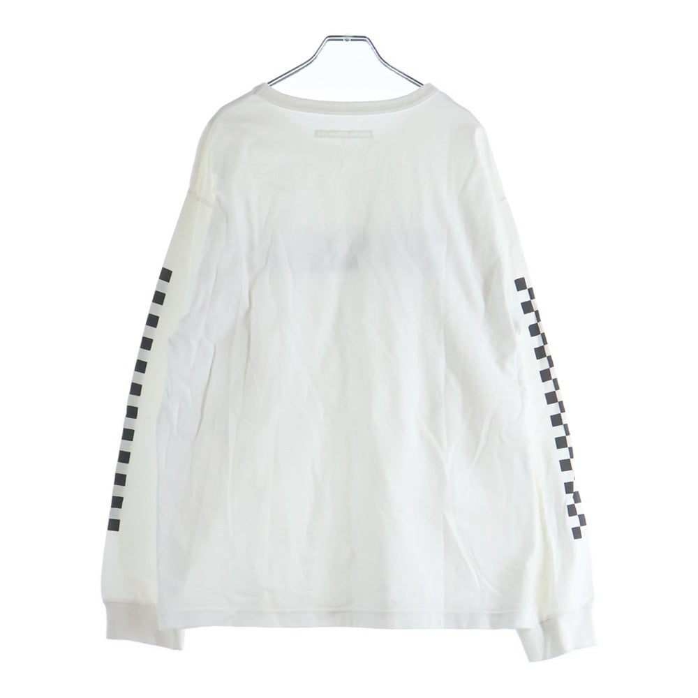 GOD SELECTION XXX(ゴッドセレクショントリプルエックス) CECKER LOGO L/S TEE チェッカーロゴ 袖プリント 長袖Tシャツ ホワイト