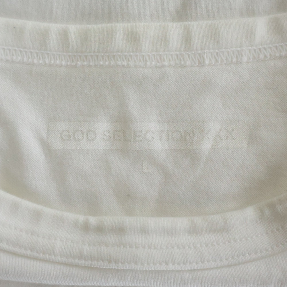 GOD SELECTION XXX(ゴッドセレクショントリプルエックス) CECKER LOGO L/S TEE チェッカーロゴ 袖プリント 長袖Tシャツ ホワイト