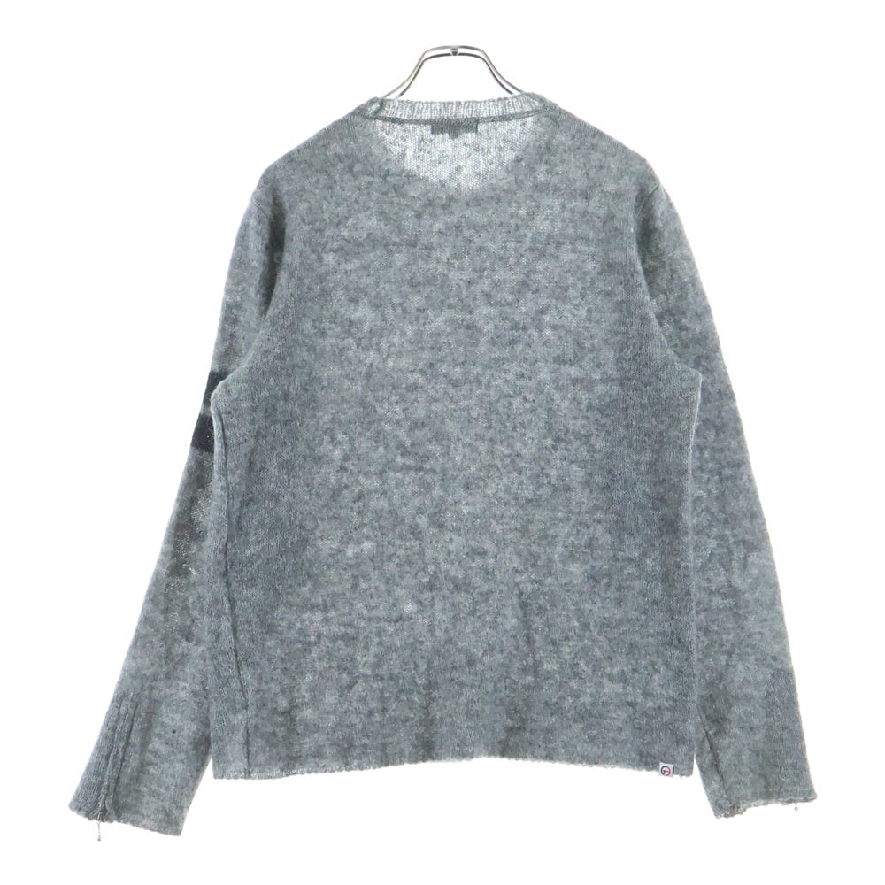 GOODENOUGH(グッドイナフ) 4 THE FUTURE MOHAIR KNIT GE105006 クルーネックアームライン モヘヤ長袖ニットセーター グレー
