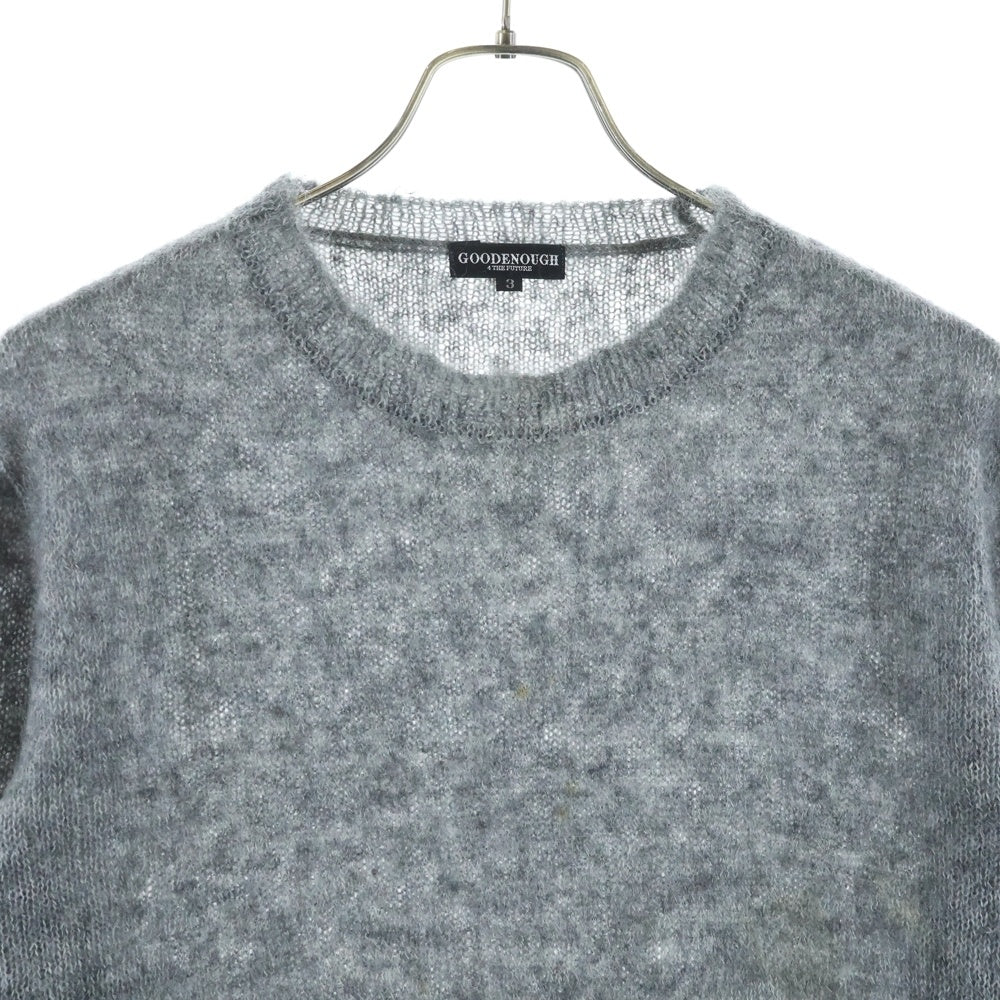GOODENOUGH(グッドイナフ) 4 THE FUTURE MOHAIR KNIT GE105006 クルーネックアームライン モヘヤ長袖ニットセーター グレー