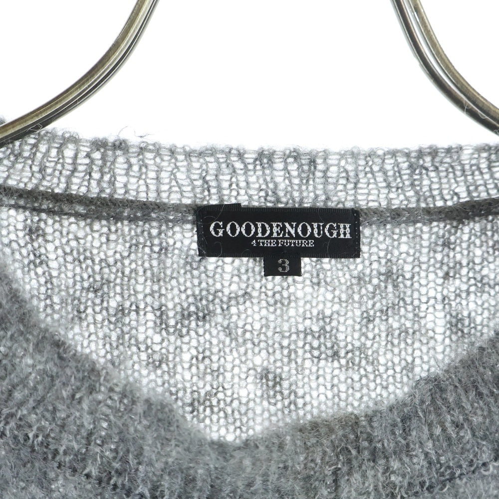 GOODENOUGH(グッドイナフ) 4 THE FUTURE MOHAIR KNIT GE105006 クルーネックアームライン モヘヤ長袖ニットセーター グレー