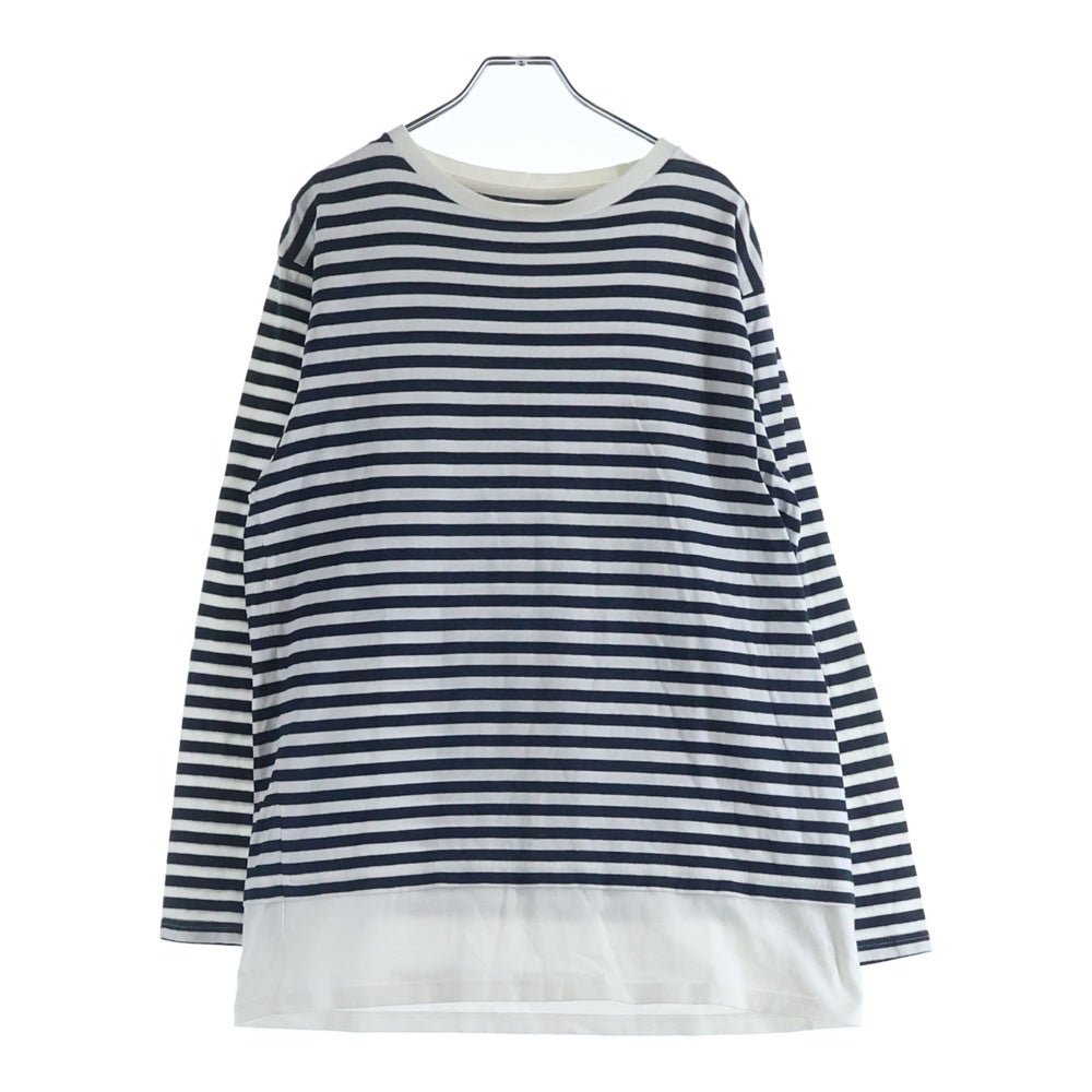 UNIFORM EXPERIMENT(ユニフォームエクスペリメント) FAKE LAYERD BORDER CUT SEW UE-160037 フェイクレイヤード 長袖ボーダーカットソー ネイビー/ホワイト